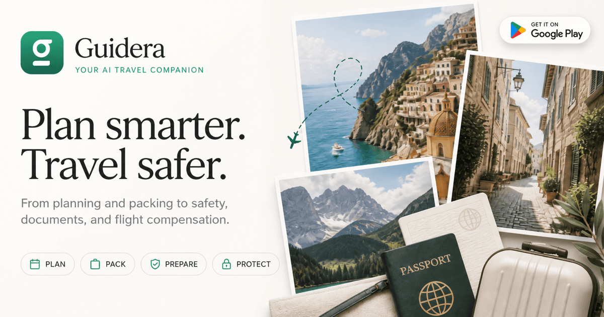 Get Guidera on Google Play — Plan smarter. Travel safer.